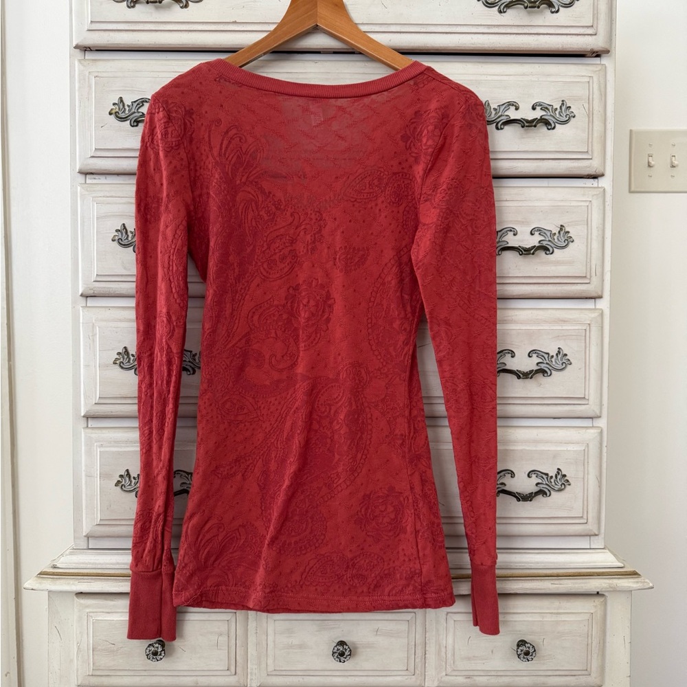 BKE Red Y2K Knit Long Sleeve Top - Picture 2 of 4